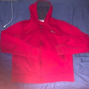 Red Lacoste Sport Zip Up Hoodie